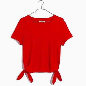 Madewell Texture & Thread Modern Side Tie Top Red Orange XS EUC
